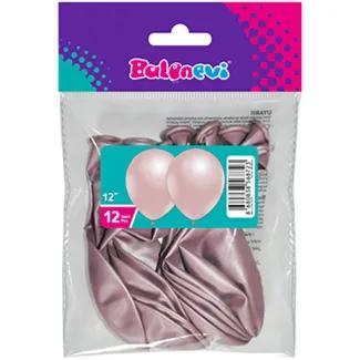 12" Metallic Rose Pink Balloon 12 Pieces Per Pack