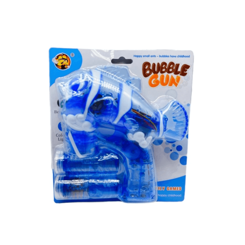 Fish Light And Musical Bubble Gun With Two Soap Boxes, Blue Colour - 5003