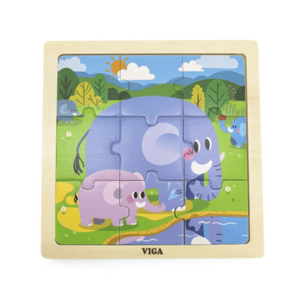 Wooden Elephant Puzzle 9 Pieces