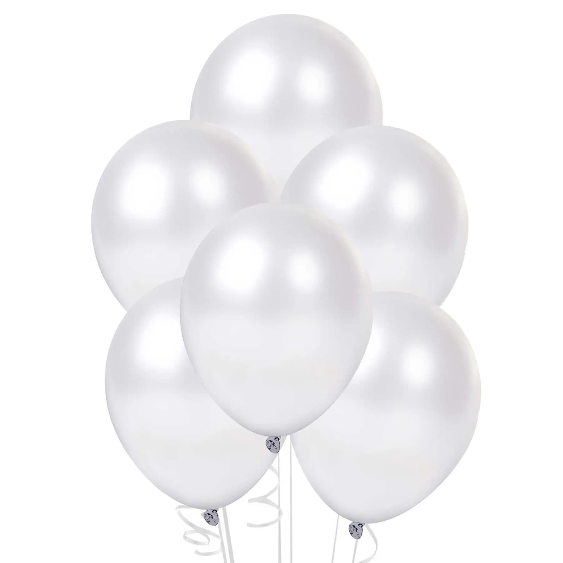 12" Metallic White Balloons 10 Pieces