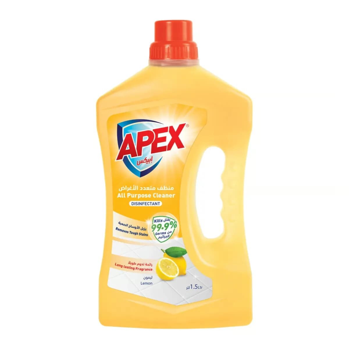 Apex All Purpose Cleaner Disinfectant Removes Tough Stains Lemon 1.5Litr