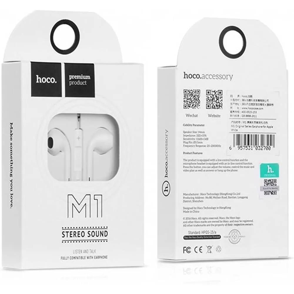 Hoco M1 Stereo Earphone With Mic and Volume Control White