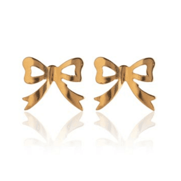 Stainless Steel Earrings | Open Bow Studs | 22K Gold Plated