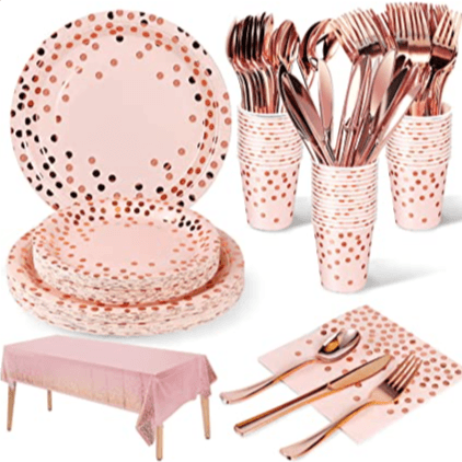 Golden Pink Dots Party Set