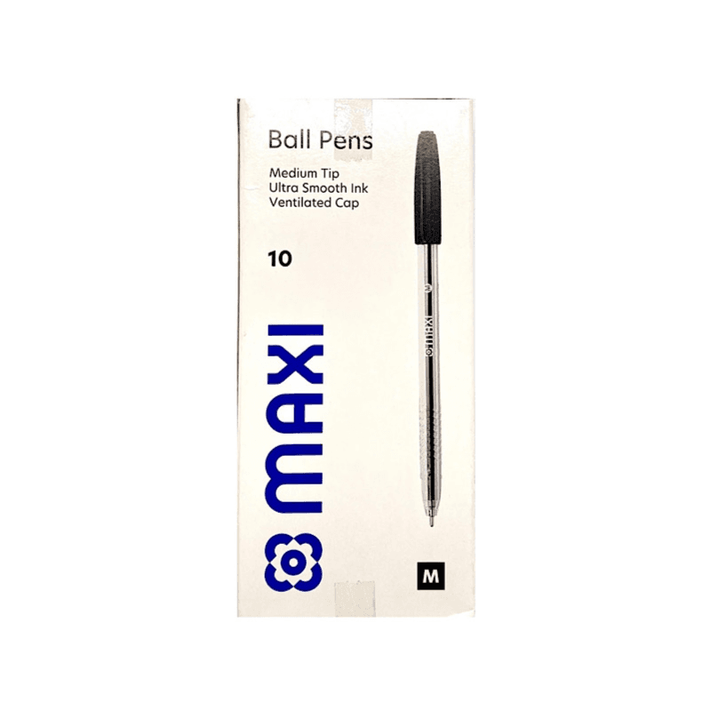 Maxi Ball Pen Medium Tip 10 Pecs Black - 4717