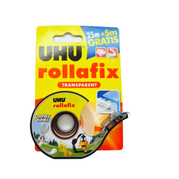 Uhu Hand Dispenser Rollafix Transparent Clear Adhesive Tape 19mm x 30m - 11824