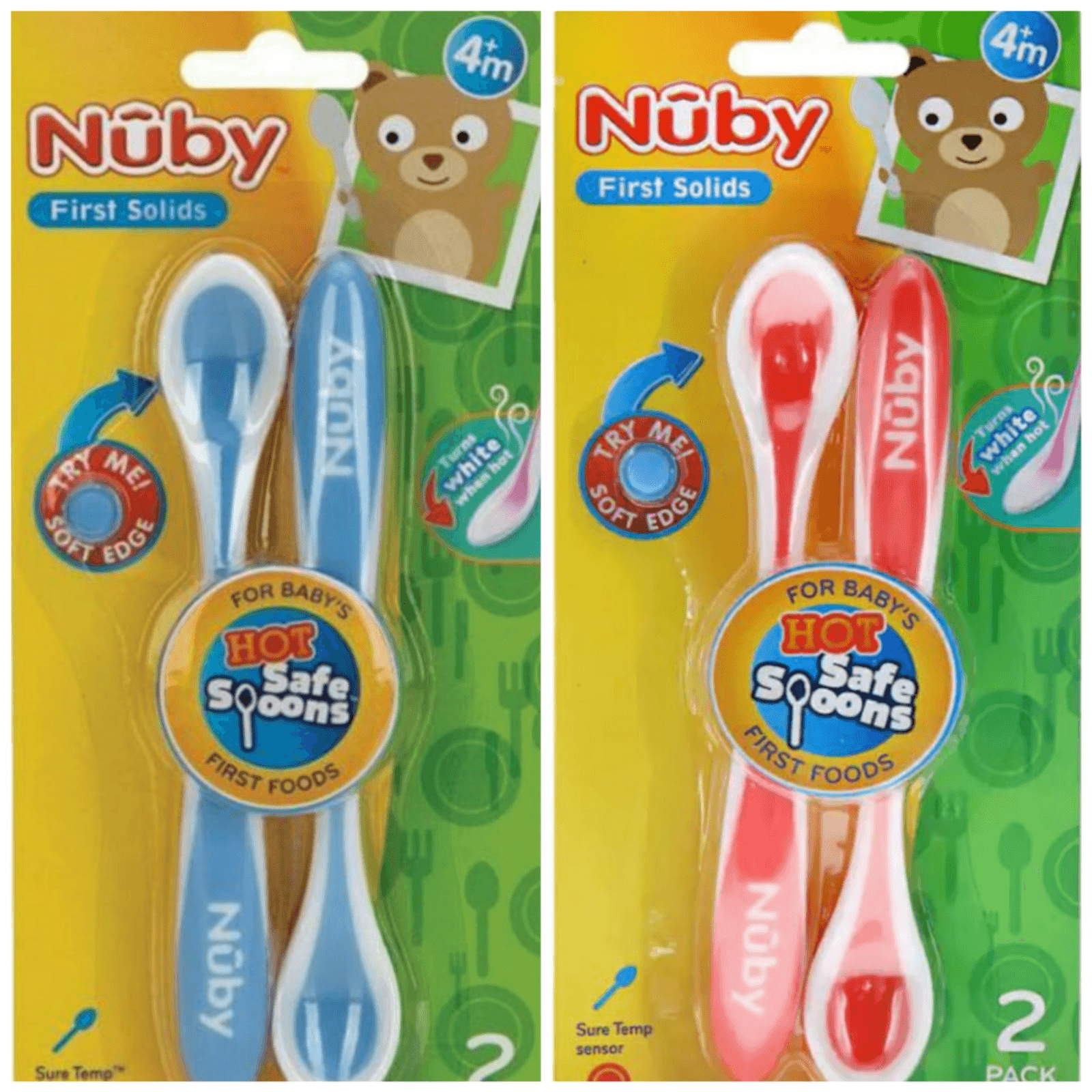 Nuby Hot Safe Spoons 4m + 2 Pieces Pack Assorted Color