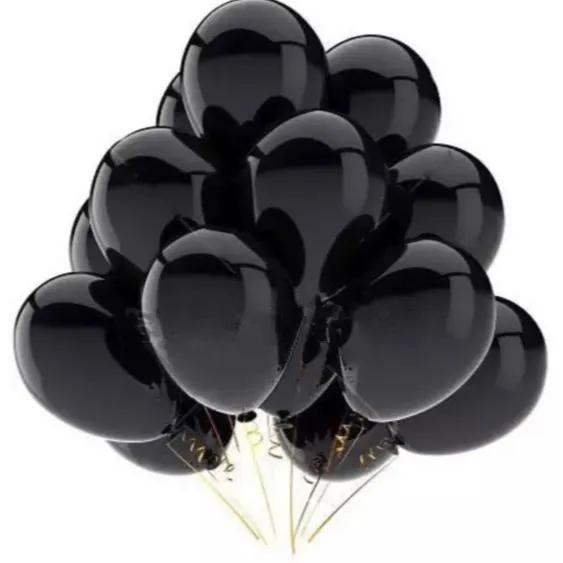 Black Balloons With Helium 10 Pieces