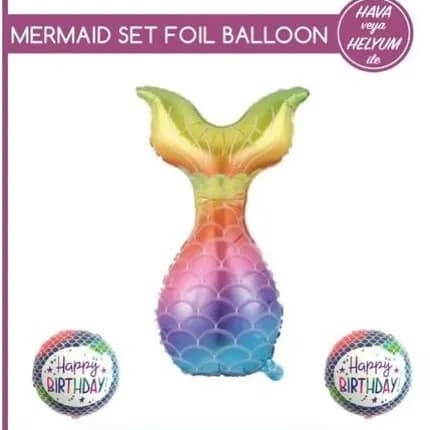 34" - 18" Mermaid Tail Set Foil Balloon 3 Pcs