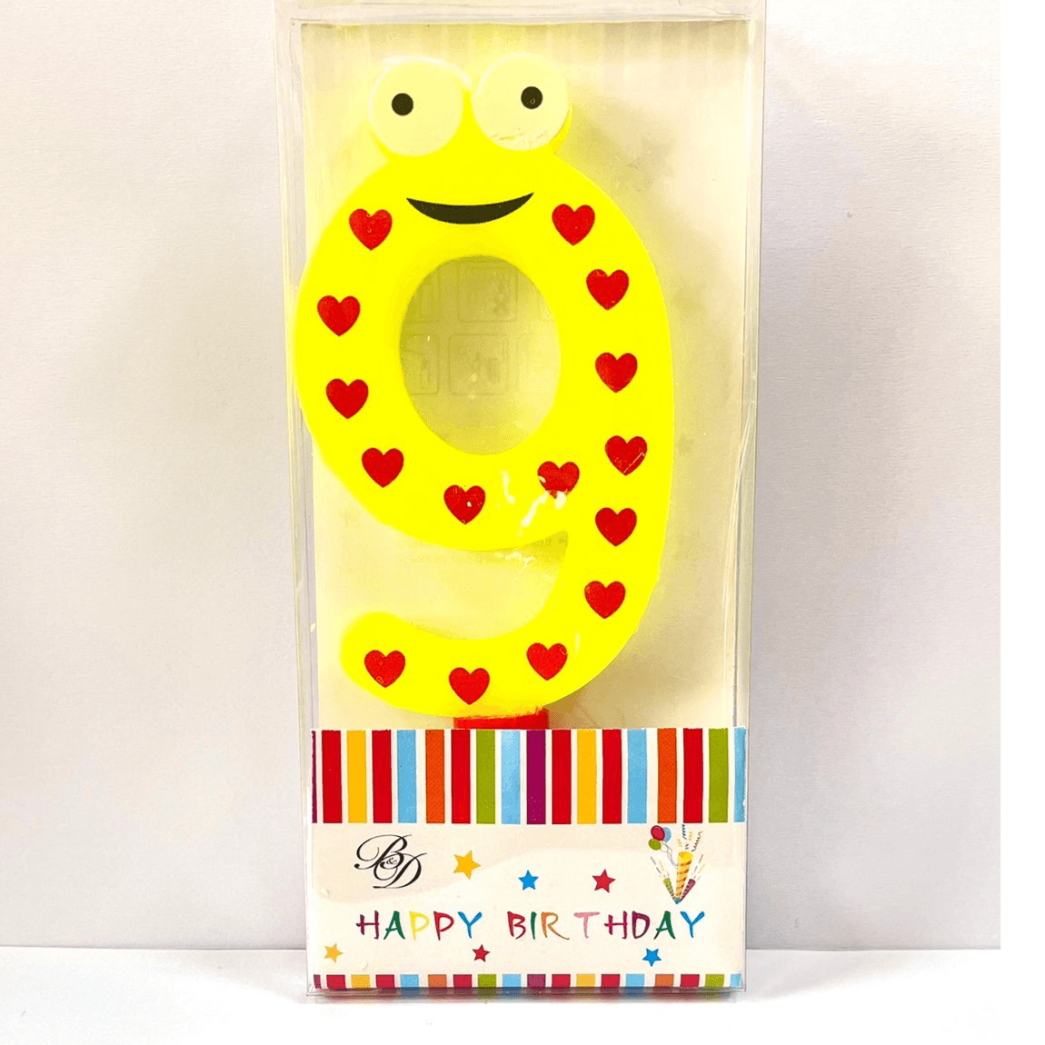 Nine Yellow With Heart Candle