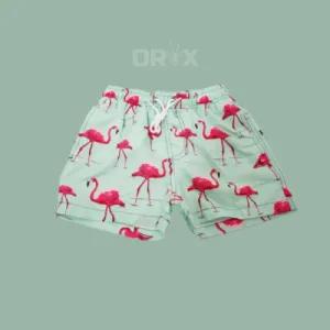 Oryx Beach Short Kids Light Blue With Flamingo