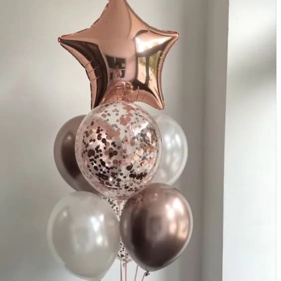 Rose Gold Star And Balloons Bunch