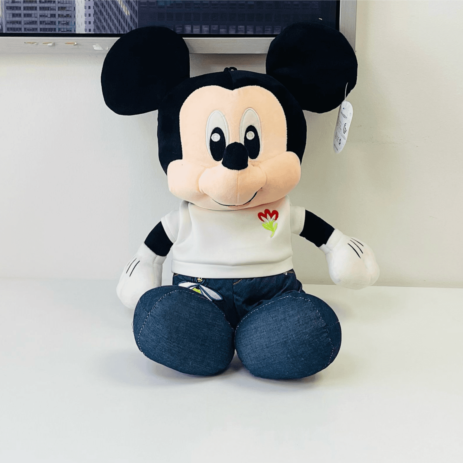 Mickey In White Shirt With Blue Short