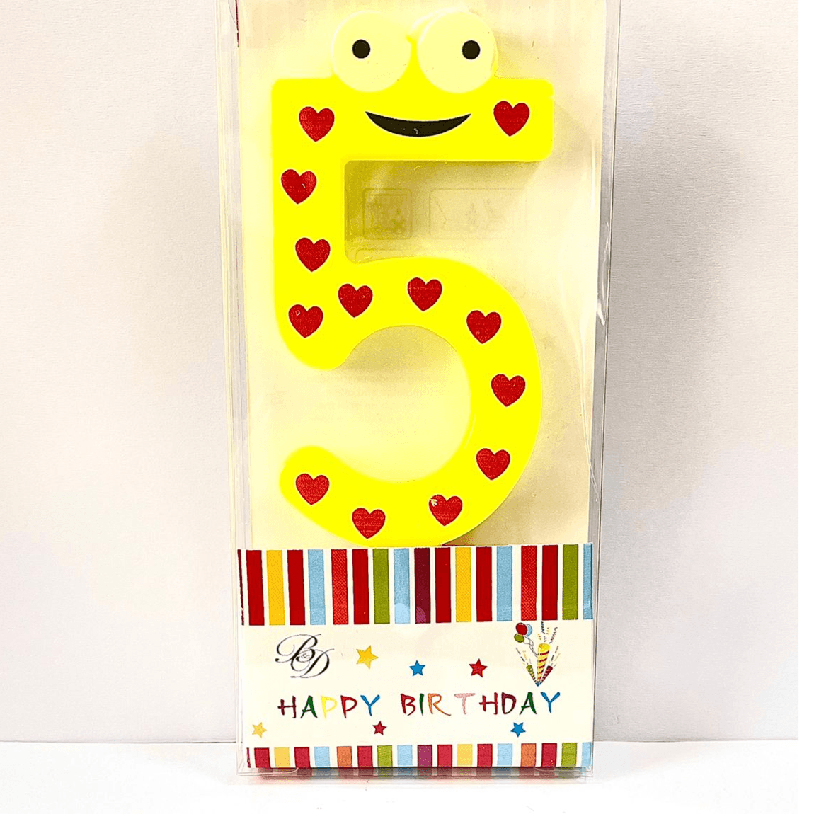 Five Yellow With Heart Candle