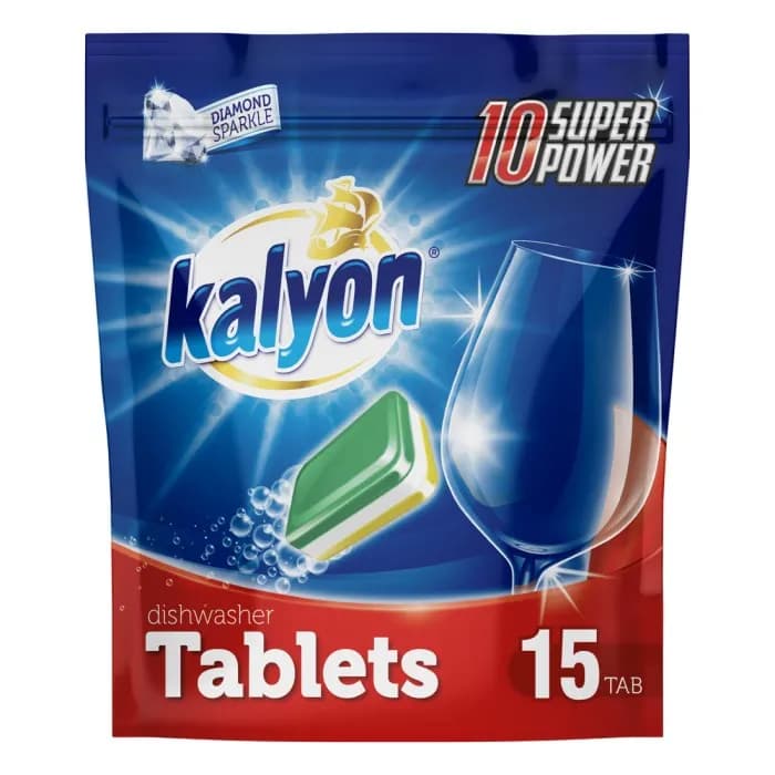 Kalyon 10 Super Power Dishwasher 15 Tablets Diamond Sparkle 300Gm