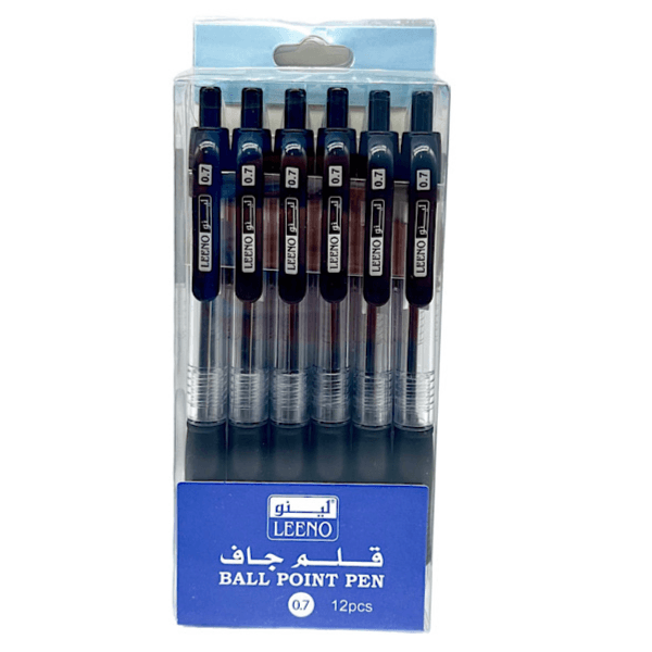 Leeno Ball Point Pens 07mm, 12 Pieces Black Colour - 9807