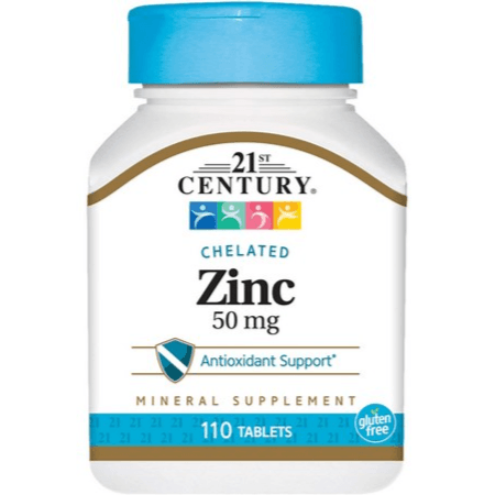 21st Century Chelated Zinc 50 mg, 110 Tablets