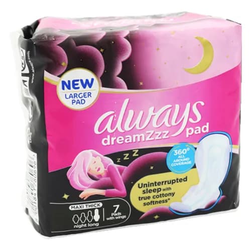 Always Dreamzzz Pink Maxi Thick Night Heavy 7 Pads With Wings