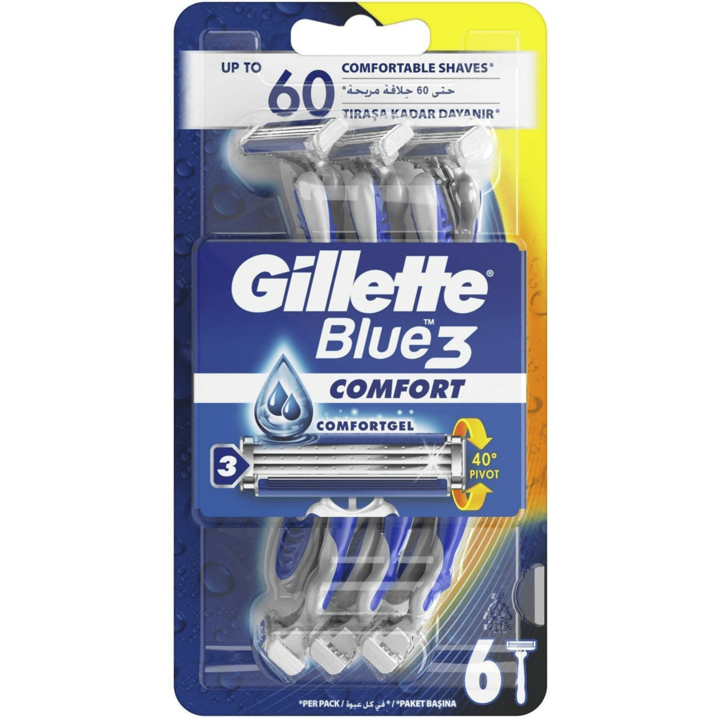 Gillette Blue 3 Comfort 6 Pieces