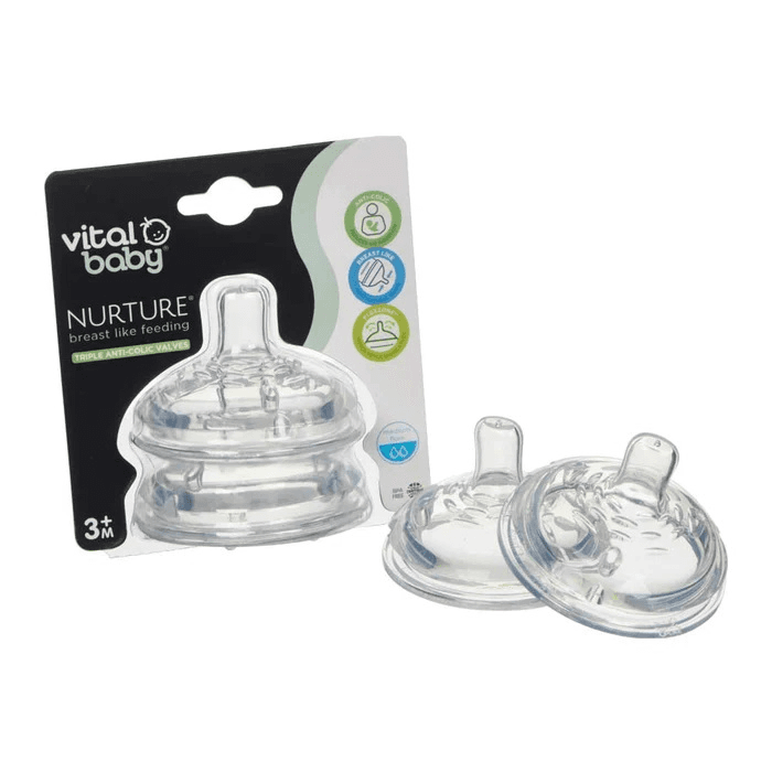 Vital Baby Nurture Breast Like Feeding Teats Medium Flow  (3m+) 2 pcs