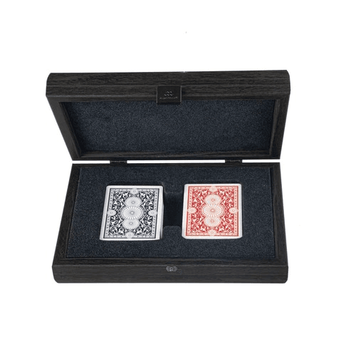 Plastic Coated Playing Cards In Dark Grey Case