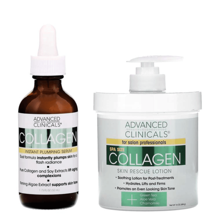 Advanced Clinicals Collagen Instant Plumping Serum + Collagen Skin Rescue Lotion