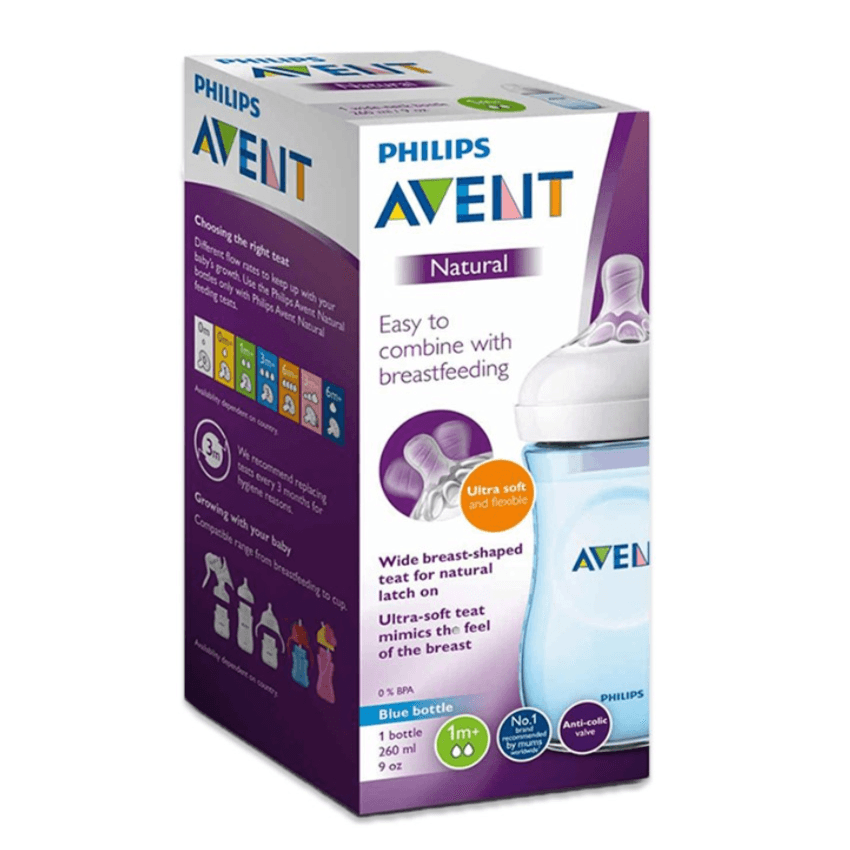 Philips Avent Natural Baby Bottle 260ml 1m+ Blue