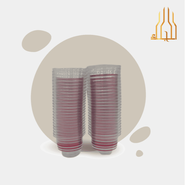 DK-120- Clear / Maroon- Arabic Coffee Cups 50 Pieces