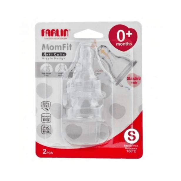 Farlin MomFit Anti-Colic Silicone Nipple Small 0+ Months 2 Pieces Standard Neck Code: AC-21011(S)
