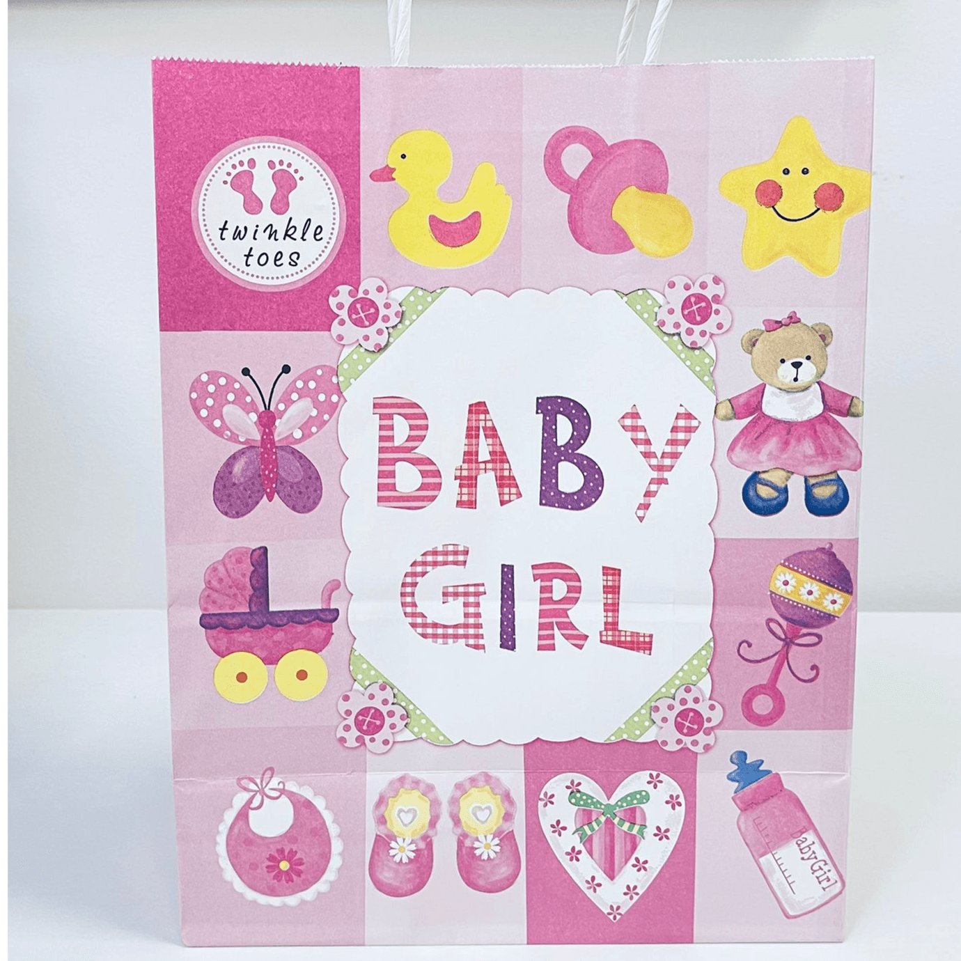 Small Twinkle Toes Baby Girl Pink Giveaway Gift Bags