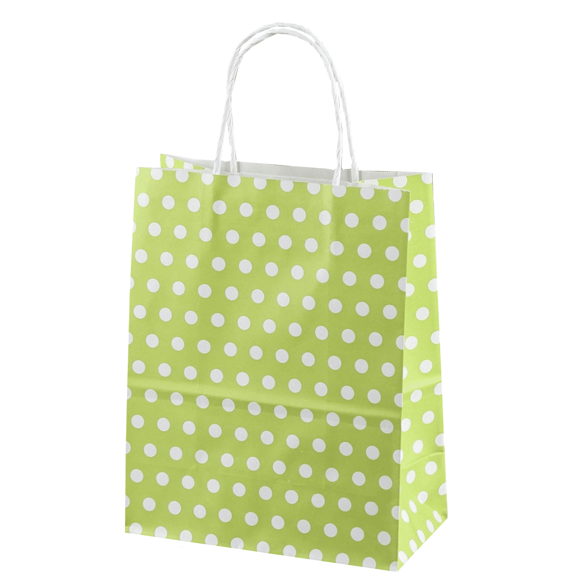 12 Mini Lime Green Polka Dots Paper Bag