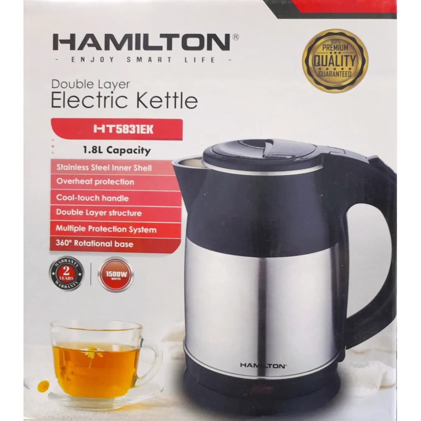 Hamilton Double Layer Electric Kettle 1.8ltr Ht5831ek