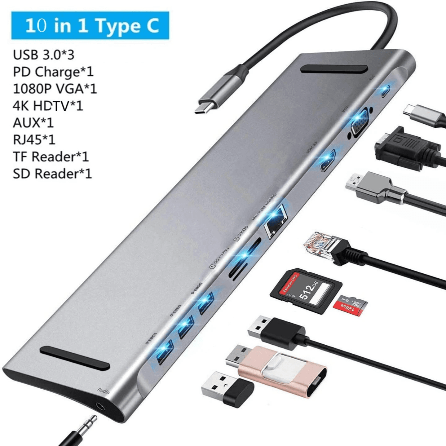 Type C To Multi-function 10 In 1 Docking Station Vention