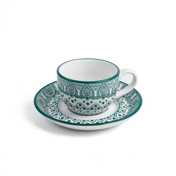 Che Brucia Cup & Saucer 200 Ml Green Arabesque/d03-103