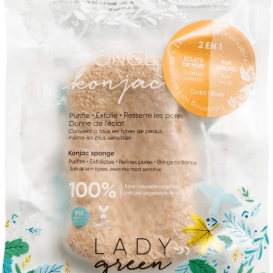 Lady Green 2-In 1 Konjac Body Sponge With Nut Shines