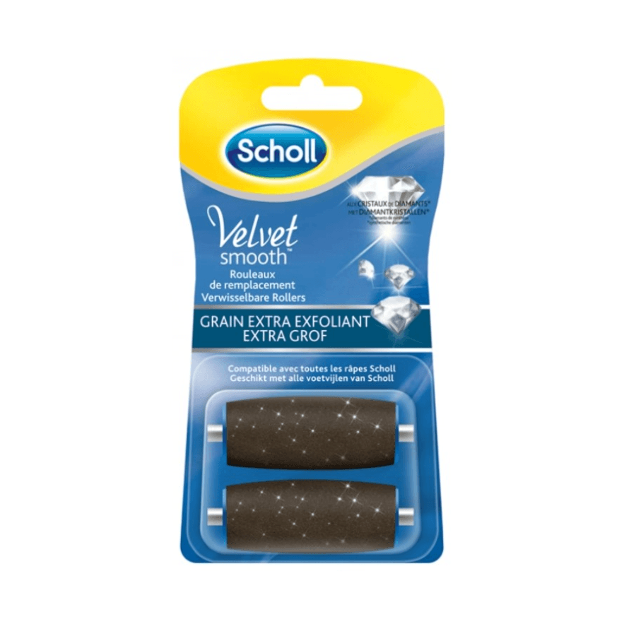 Scholl Velvet Smooth Crystal Diamonds Extra Exfoliating Grain 2 Replacement Rolls