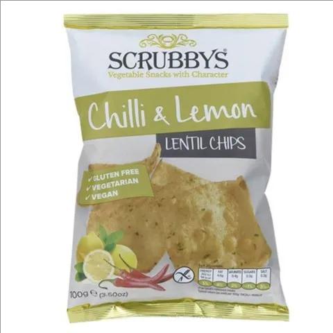 Scrubby's Lentil Chilli & Lemon Chips 100 G