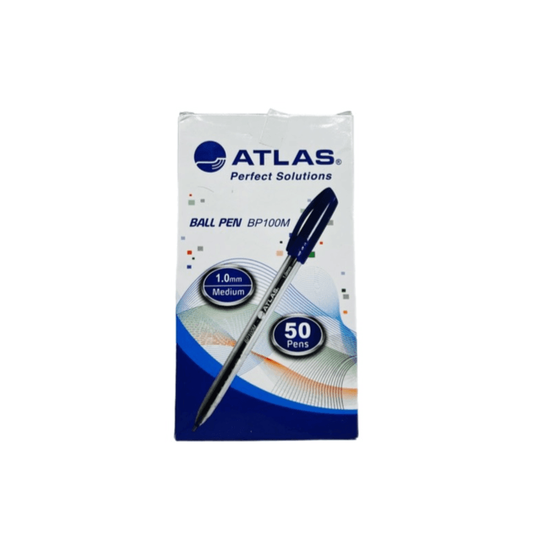 Box Of Atlas Ball Point Pen 1.0mm Medium 50 Pieces Blue Colour - 11708