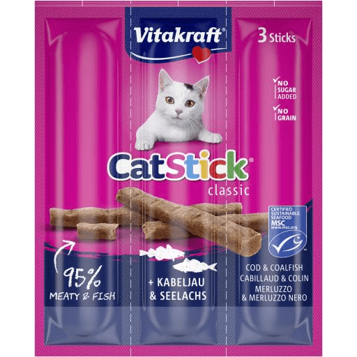 Vitakraft Cat Stick Treats With Cod & Tuna 18G