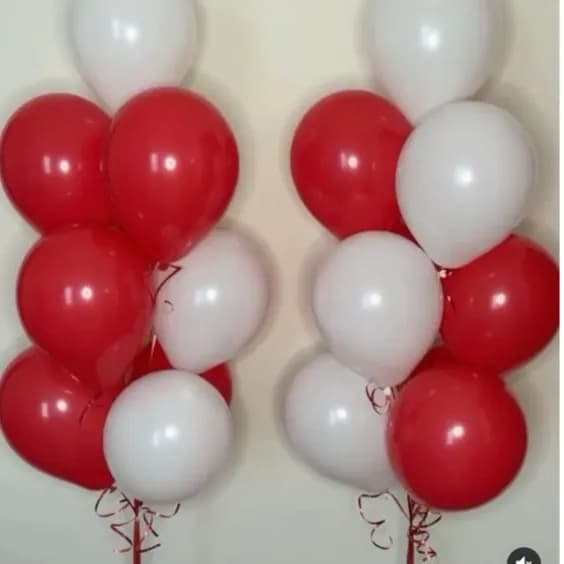 12'' Hellium Balloon Red And White Bunch