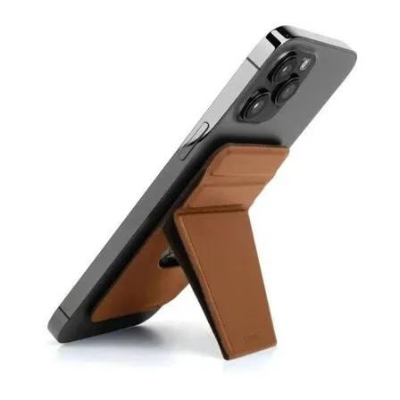 Uniq Lyft Magnetic Snap-On Stand And Card Holder For Smartphone (Brown)