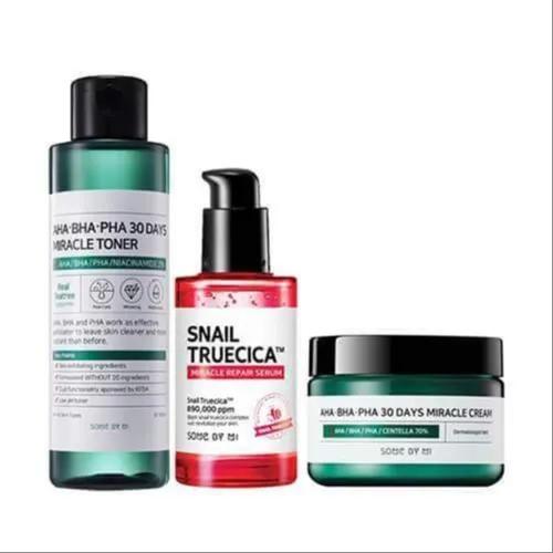 Aha Bha Pha Miracle Toner + Snail Truecica Miracle Serum + Aha Bha Pha Miracle Cream Set