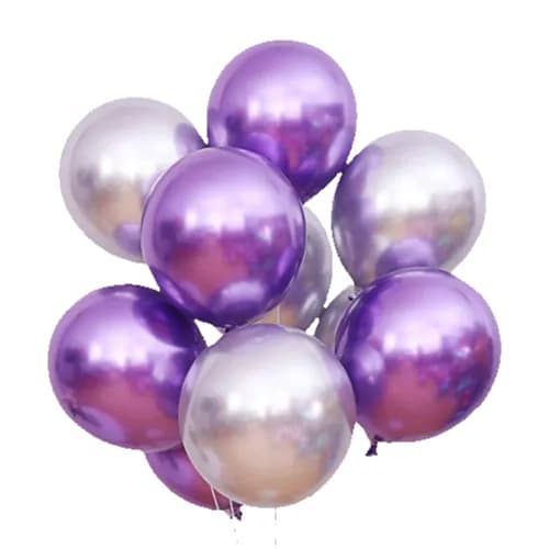 Silver Purple Helium Filled Balloons - 10 Pieces