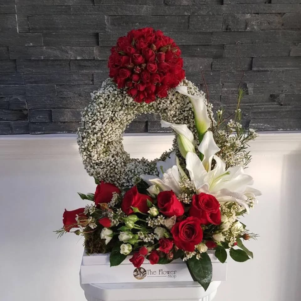 White Rectangular Box With Red Flowers