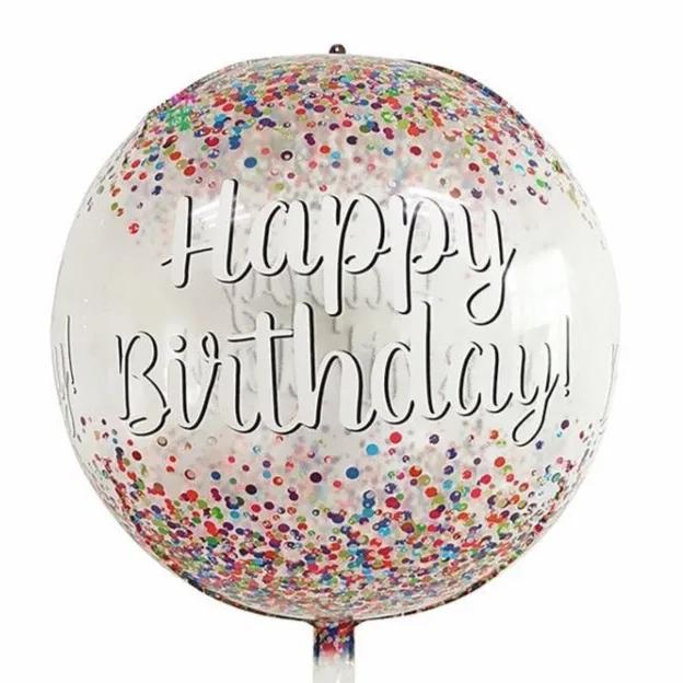 4D White Birthday Helium Balloon