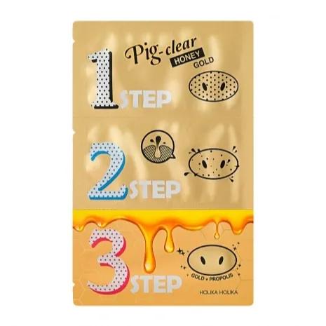 Holika Holika Pig Nose Clear Blackhead 3-step Kit (Honey Gold)