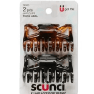 Scunci Effortless Beauty, Jaw Clips for Thick Hair, 2 Pieces