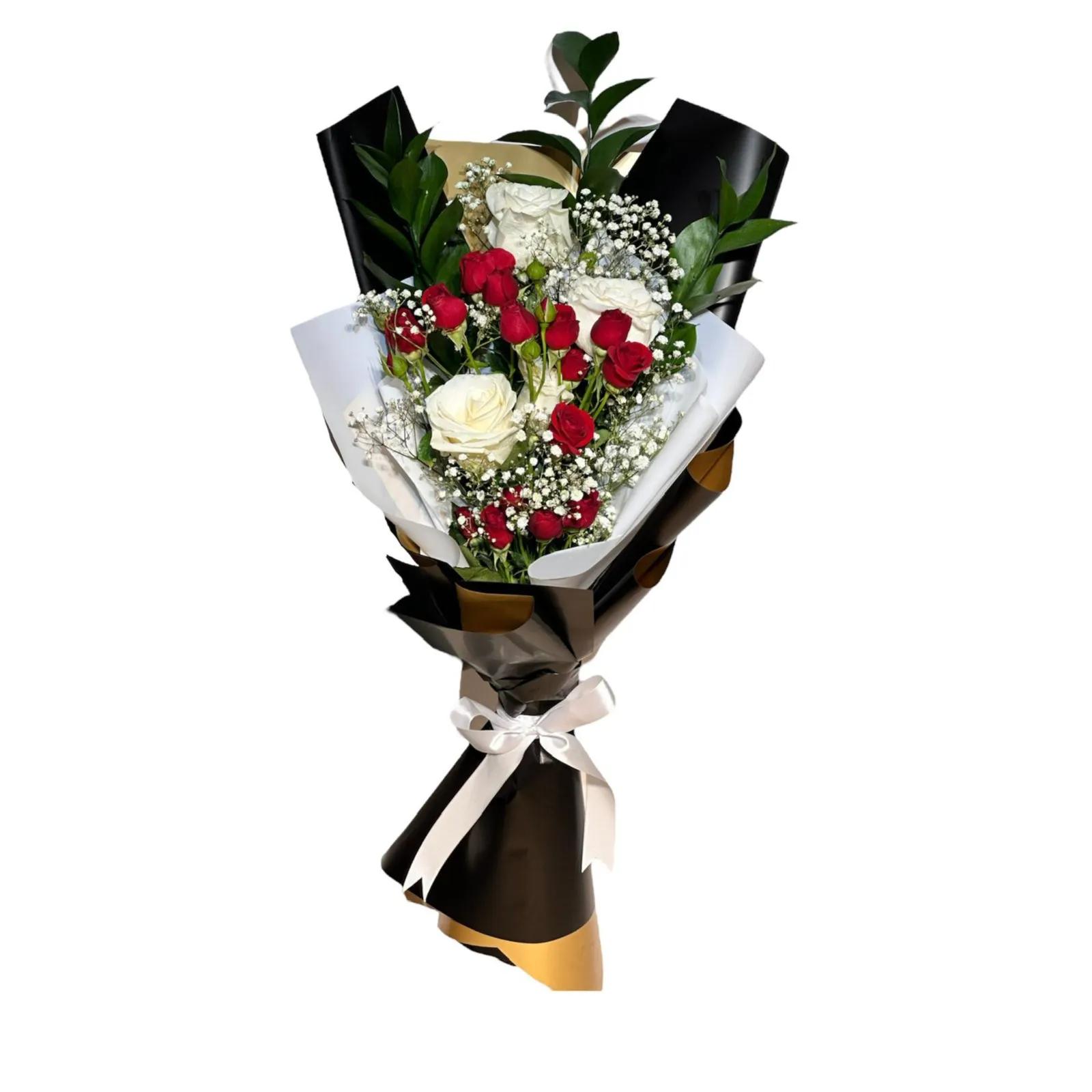 White Rose And Red Baby Rose Boquet