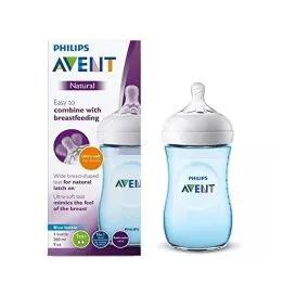 Avent Natural Plastic Nursing Bottle With Wide Breast-shaped Teat For Natural Latch On Blue 1+months 260ml  Code:scf035/17