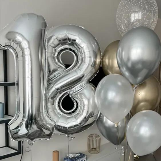 Hellium Balloon Silver White And Gold